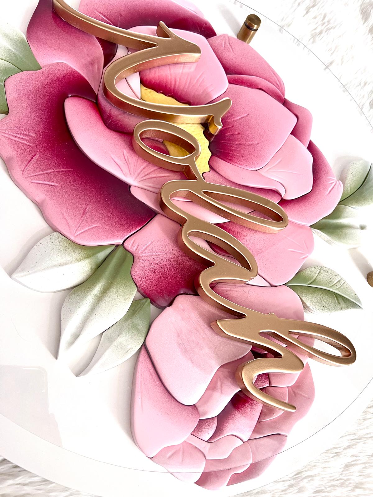 Round Floral Name Sign – Layered 3D Design